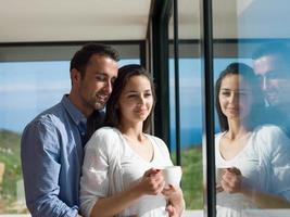 relaxed young couple at home photo