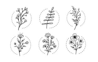 Cute Minimalist Tattoo Floral Sticker Template vector