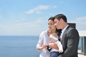 happy young family at home photo