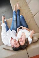 young couple relax at home photo