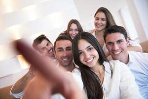 group of friends taking selfie photo