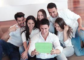 group of friends taking selfie photo