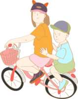 hand drawn siblings riding bicycles png