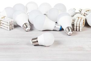 white LED bulb lights and fluorescent tube lamps photo