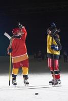 teen girls ice hockey players portrait photo