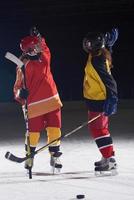 teen girls ice hockey players portrait photo