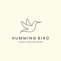 minimalist humming bird with line art style logo vector icon design template illustration