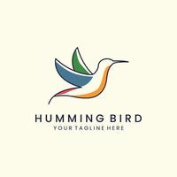 humming bird with linear style logo vector icon design template illustration