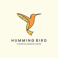 humming bird with flat color style logo vector icon design template illustration