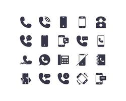 conjunto de ilustraciones de vectores de logotipo de símbolo de signo de icono de teléfono
