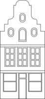 Outline drawing classic row house front elevation view. png