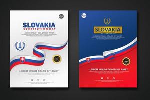 Set poster design Slovakia Constitution Day background template vector