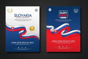 Set poster design Slovakia Constitution Day background template vector