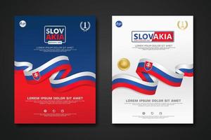 Set poster design Slovakia Constitution Day background template vector