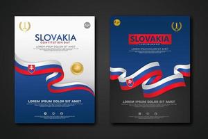 Set poster design Slovakia Constitution Day background template vector