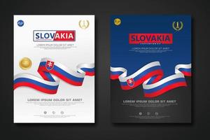 establecer diseño de póster plantilla de fondo del día de la constitución de eslovaquia vector