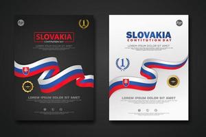 Set poster design Slovakia Constitution Day background template vector