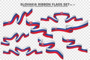 Slovakia Ribbon Flags Set, Element design. vector Illustration