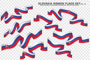 Slovakia Ribbon Flags Set, Element design. vector Illustration