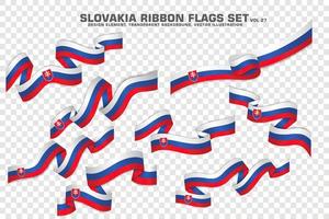 Slovakia Ribbon Flags Set, Element design. vector Illustration