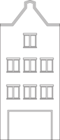 dessin de contour vue d'élévation avant d'une maison en rangée classique. png