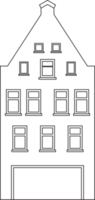 Outline drawing classic row house front elevation view. png