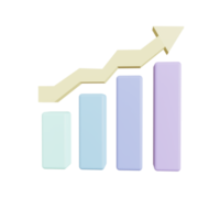 Growing bar graph with a rising arrow. png