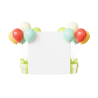 3d födelsedag Färg ballong ram png