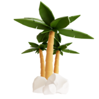 Palm tree with stones 3d png
