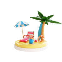 illustration de plage d'été 3d png