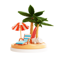 ilustración de playa de verano 3d png