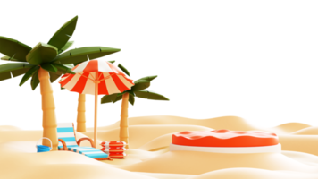 ilustração de praia de verão 3D png