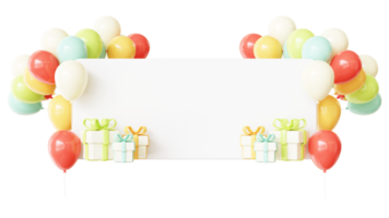 3D Birthday Color Balloon Frame png