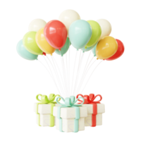 3D Birthday Color Balloon and Gift box png