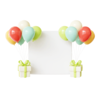 quadro de balão de cor de aniversário 3d