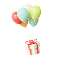 3D Birthday Color Balloon and Gift box png