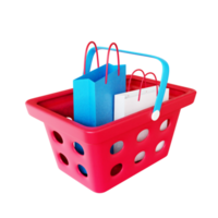 sac à provisions 3d avec boîte-cadeau png