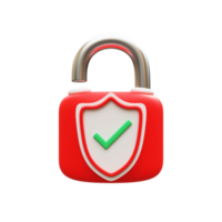 3d security padlock png