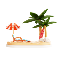 ilustração de praia de verão 3D png