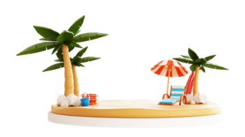ilustración de playa de verano 3d png
