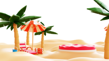 ilustração de praia de verão 3D png