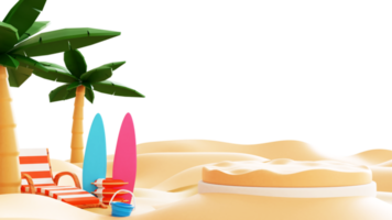 ilustração de praia de verão 3D png