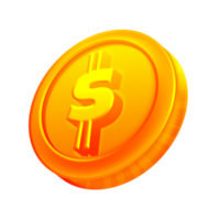 Gold dollar coin game asset 2D icon transparent background png