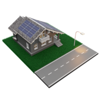 tetto di casa con pannelli solari sistema di alimentazione domestica intelligente celle solari case a risparmio energetico illustrazione 3d di energia solare png