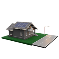 telhado de casa com painéis solares sistema de energia para casa inteligente células solares economia de energia casas ilustração 3d de energia solar png