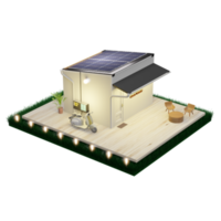 toit de maison avec panneaux solaires système d'alimentation domestique intelligent cellules solaires maisons à économie d'énergie énergie solaire illustration 3d png