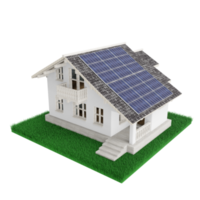 telhado de casa com painéis solares sistema de energia para casa inteligente células solares economia de energia casas ilustração 3d de energia solar png