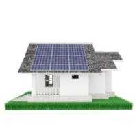 telhado de casa com painéis solares sistema de energia para casa inteligente células solares economia de energia casas ilustração 3d de energia solar png