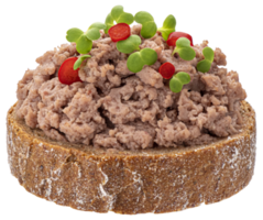 Tranche de pain avec du pâté de foie maison isolé sur fond blanc png