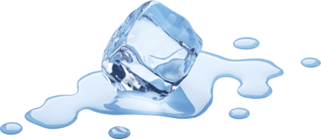 Cube de glace fondant isolé sur fond blanc avec un tracé de détourage png